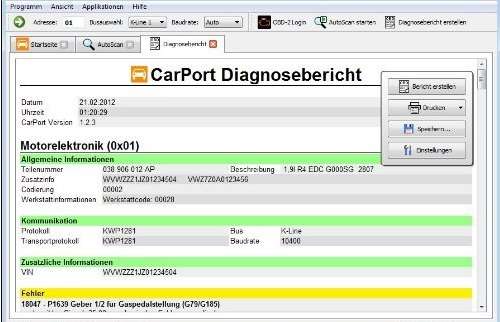 carport diagnose update lizenz